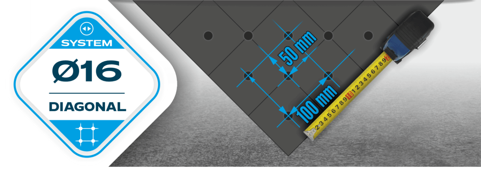 Diagonalna siatka otworów system fi16