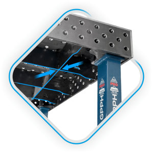 Solidne, gęste ożebrowanie stołów spawalniczych.