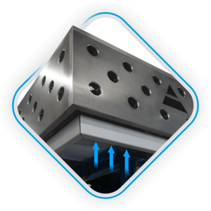 System zabezpieczeń do zatrzymania stołu spawalniczego XWT podczas podnoszenia i opuszczania.