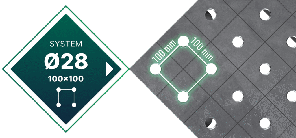 Siatka stołu spawalniczego SMART 100x100 - system fi28
