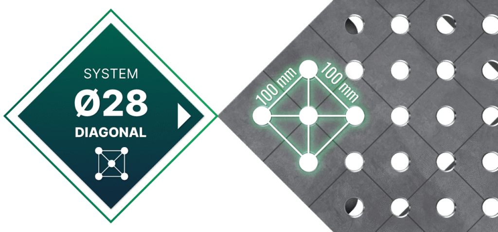 Siatka stołu spawalniczego SMART diagonalna - system fi28