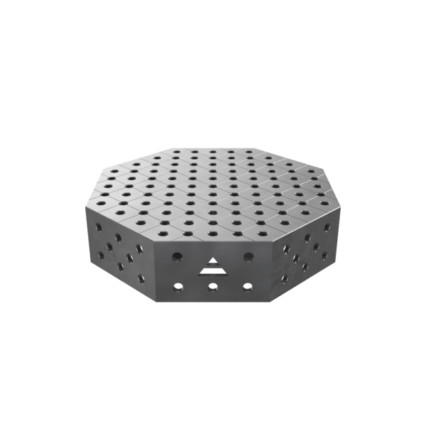 Stół spawalniczy ośmiokątny OCT z blatem PRO 800x800 mm fi28 mm siatka diagonalna