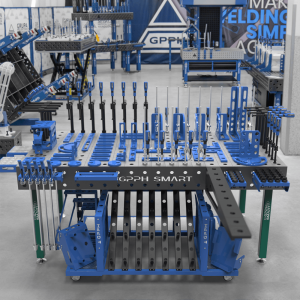 Stół spawalniczy GPPH SMART 12 φ28 siatka 100x100mm 2000x1000mm na stopach + Zestaw narzędziowy XL z wózkiem narzędziowym M