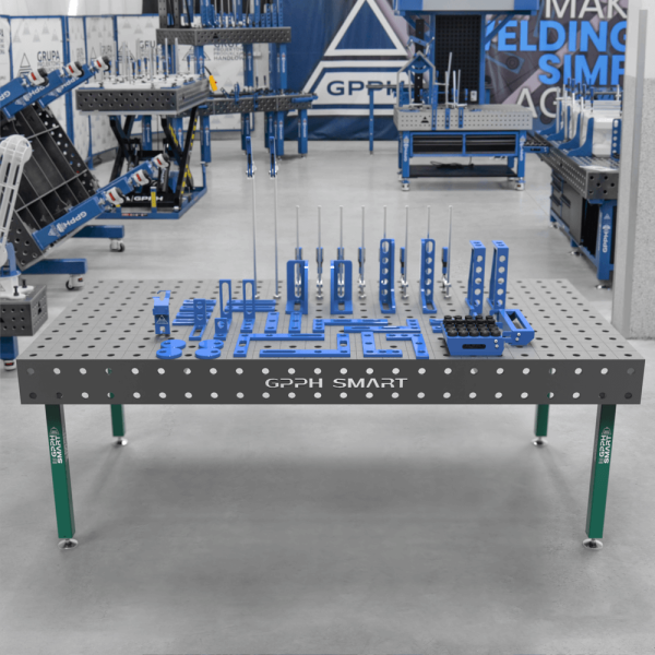 Stół spawalniczy GPPH SMART 12 φ28 100x100mm 2400x1200 mm na stopach + Zestaw narzędziowy M