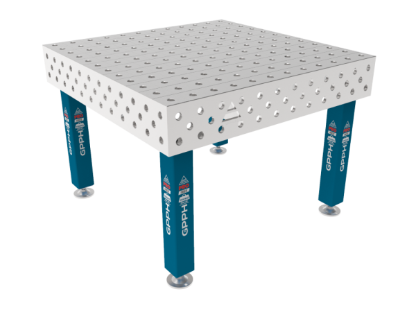 Stół Spawalniczy PRO INOX 1200 x 1200 mm Siatka - 100x100mm, System - Φ28, Nogi - Na stopach, Blat - Blat PRO INOX