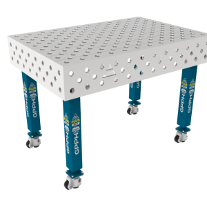 Stół Spawalniczy PLUS INOX 1200 x 800 mm Siatka - diagonalna, System - Φ28, Nogi - Na kołach, Blat - Blat PLUS INOX