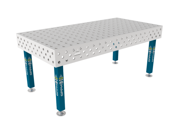 Stół Spawalniczy PLUS INOX 2000 x 1000 mm Siatka - 100x100mm, System - Φ28, Nogi - Na stopach, Blat - Blat PLUS INOX