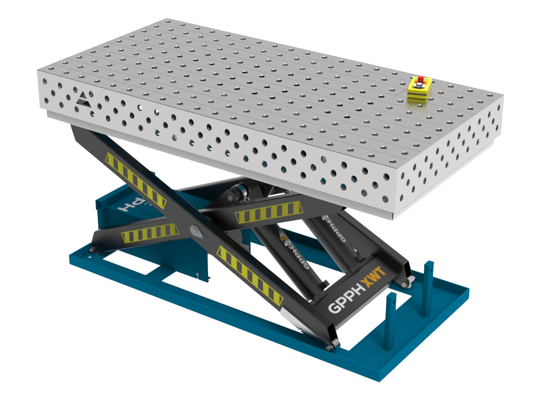 Stół Spawalniczy PLUS INOX 2000x1000 mm z hydraulicznym systemem podnoszenia, system 28, siatka 100x100mm